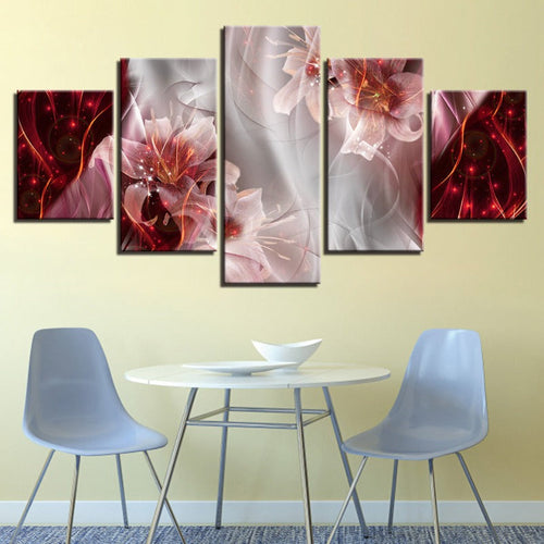 Stunning Floral Canvas Split Art - 5 Piece Set