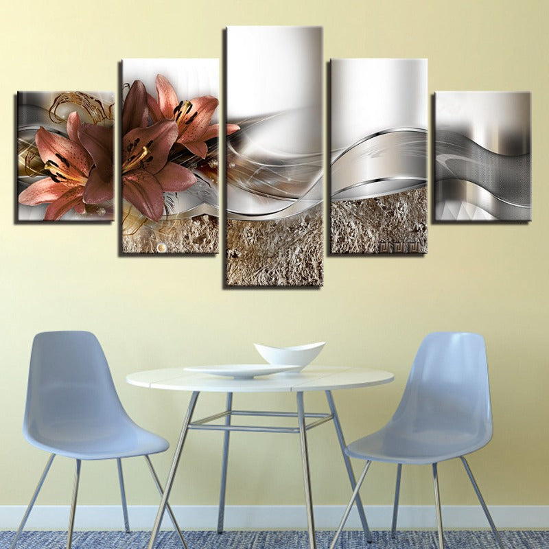 Vibrant Tulip Canvas Art Set - 5 Piece Floral Décor