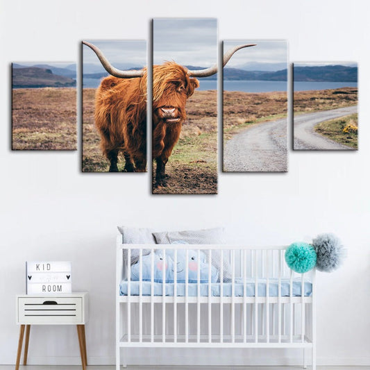 Charming Canvas Set of 5 - Rustic Cow Wall Art