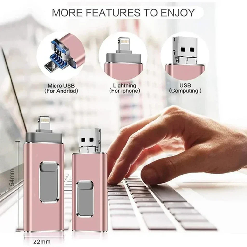 4-in-1 OTG Flash Drive with MultiPort Connectivity