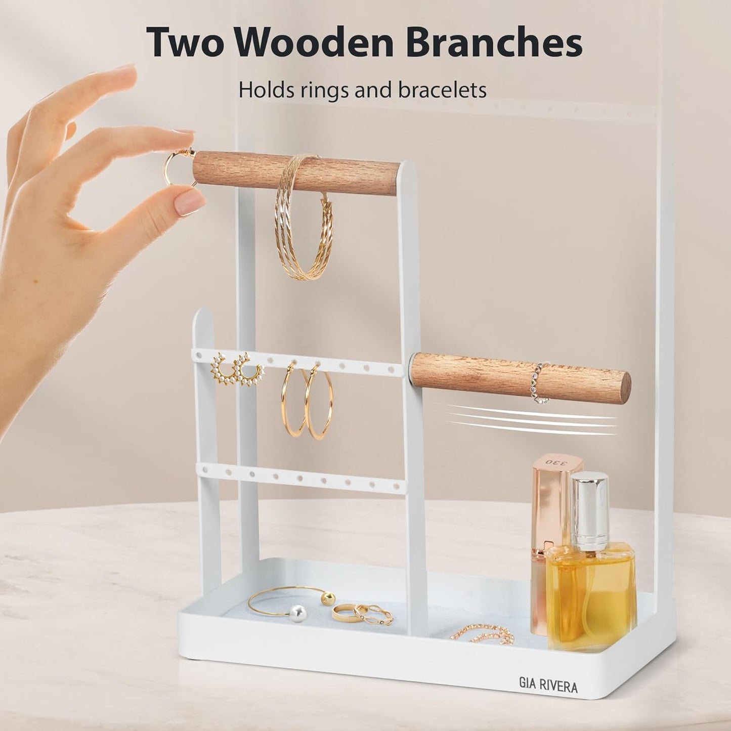 Jewelry Display Stand with 10 Hooks for Organizing Accessories