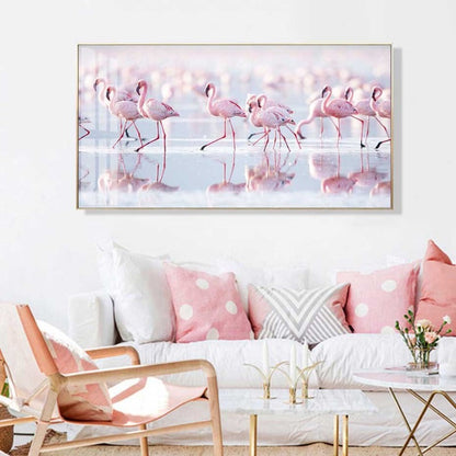 Canvas Painting of a Flamingo in a Lake - Wall Art Decor