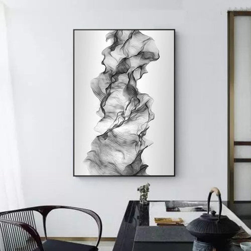 Elegant Monochrome Abstract Canvas Art for Modern Spaces