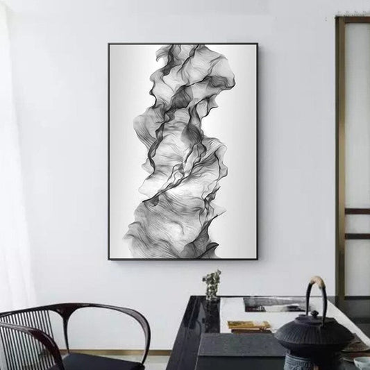 Elegant Monochrome Abstract Canvas Art for Modern Spaces
