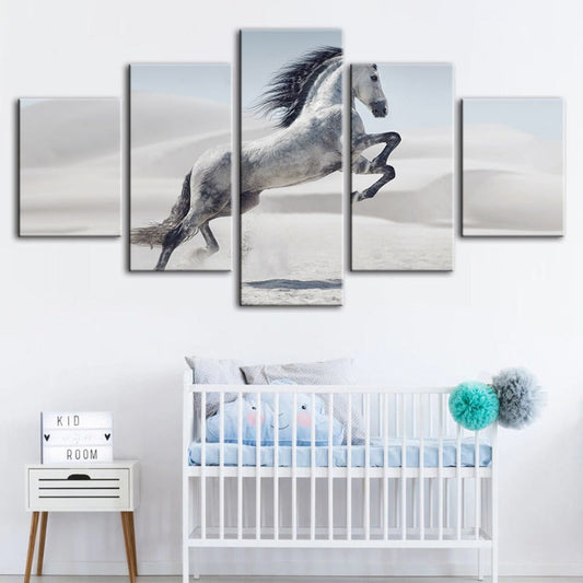 Dynamic Five-Piece Canvas Art of a Leaping Horse