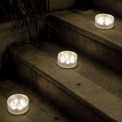 4 Pack Round LED Ice Brick Lights for Holiday Step Illumination