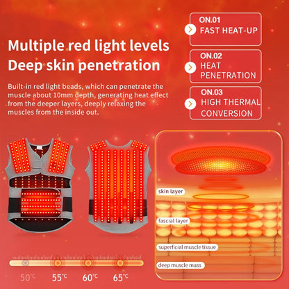 Adjustable Heated Wrap for Back and Shoulders with Red Light & Vibration Massage – 3 Heat Settings