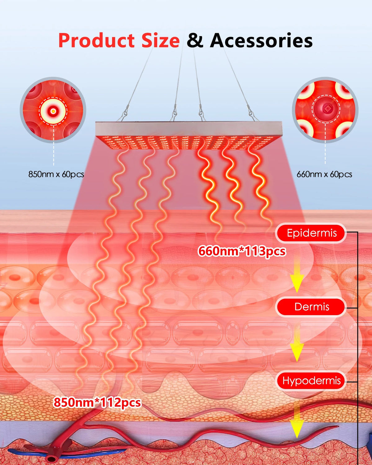 LED Light Therapy Device | 660nm 850nm Near Infrared Lamp for Skin & Body