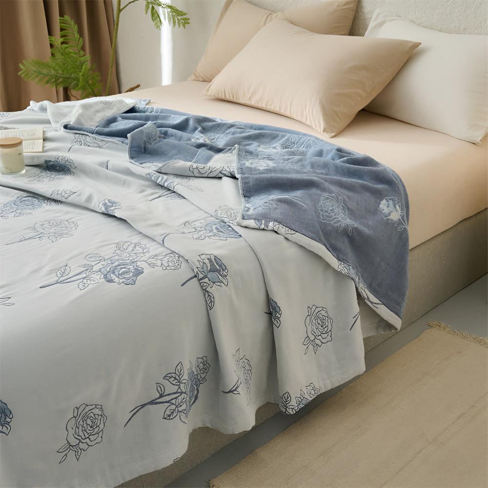 Breezy Blossom Organic Cotton Throw Blanket
