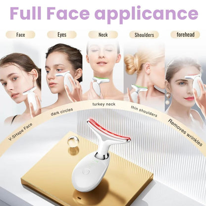 Revitalizing Facial & Neck Massager | Ion Cleansing, Heat & LED Therapy