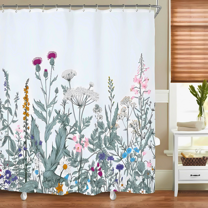 Serene Botanical Waterproof Shower Curtain for Your Bath