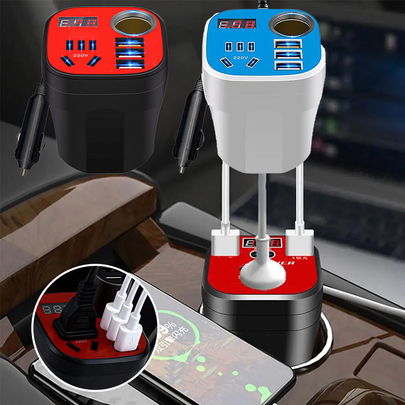 Compact Car Power Converter with Fast Charging Ports