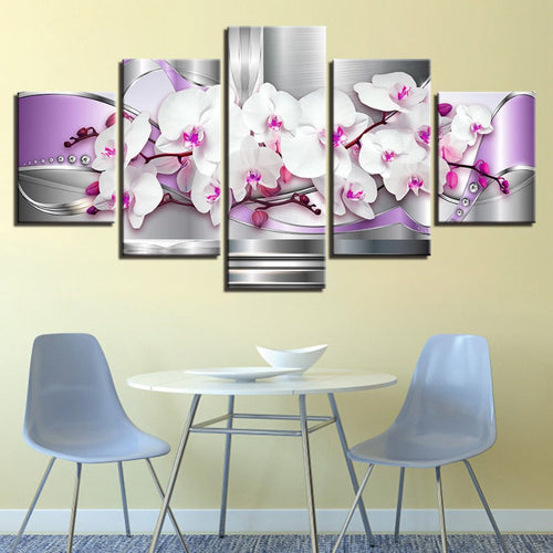 Vibrant Floral Canvas Art Set - 5 Pieces in Soft Pink