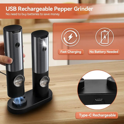 Sleek Wireless Electric Salt and Pepper Grinder