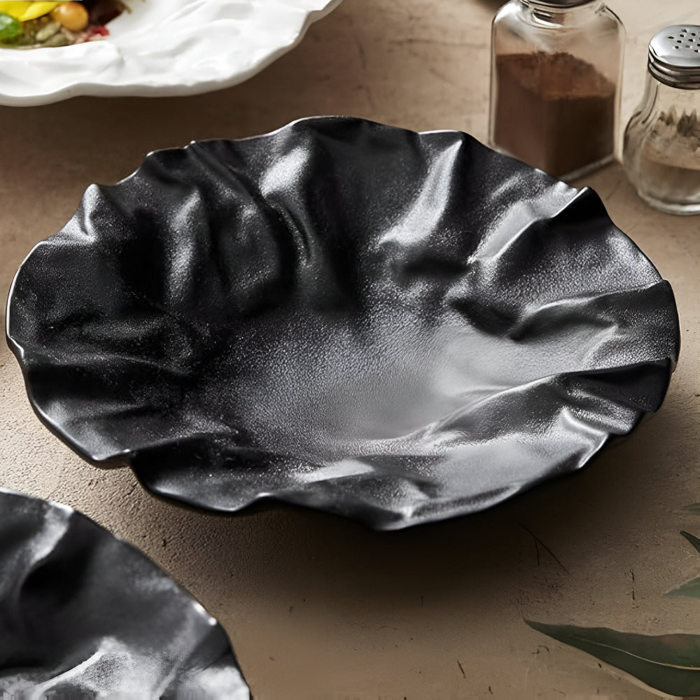 Handcrafted Ceramic Dinner Plate – Wrinkled Paper Design