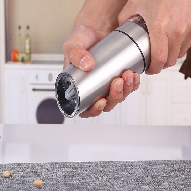 Electric Gravity-Operated Salt and Pepper Mill with Automatic Function