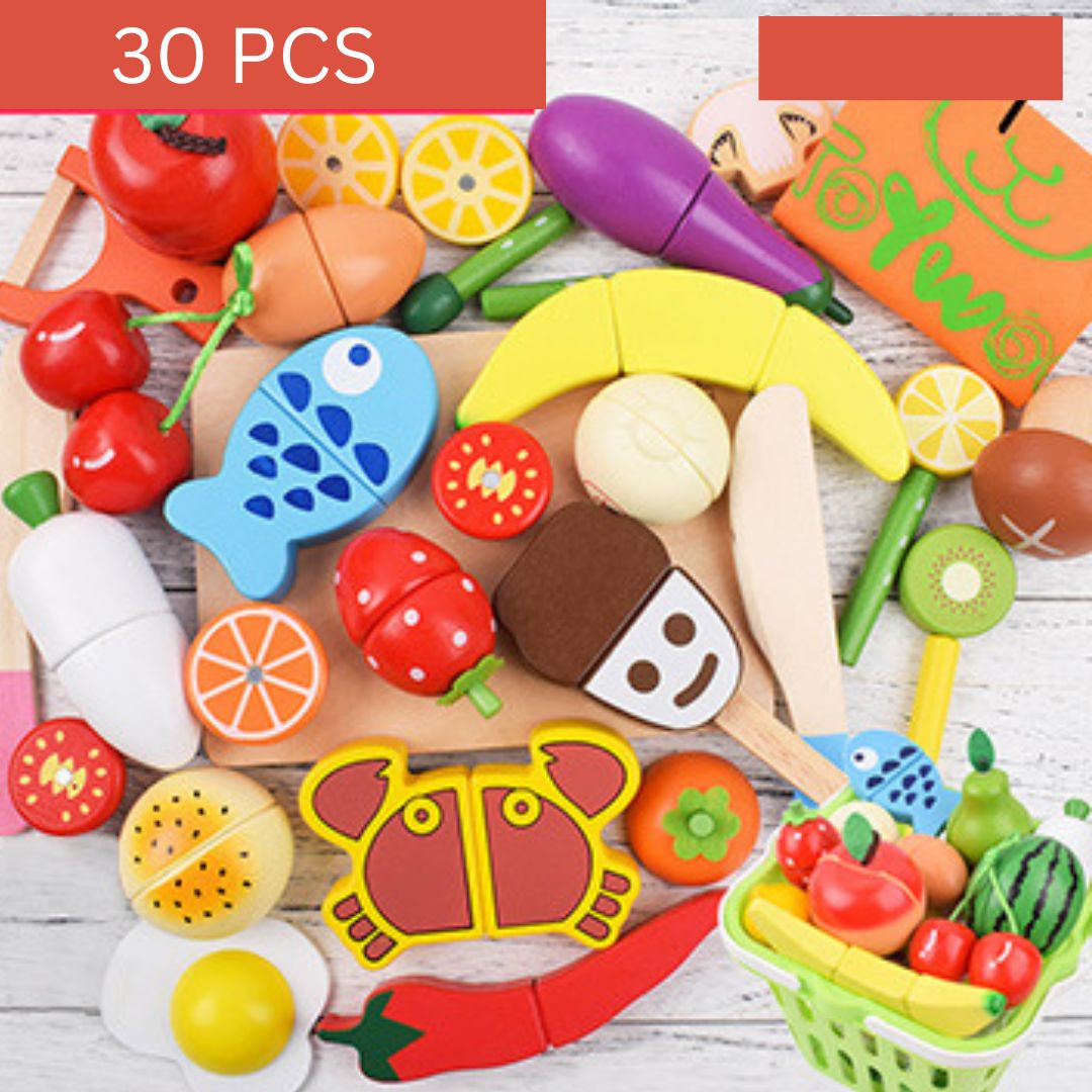 Wooden Cutting Play Set for Kids - Montessori Inspired