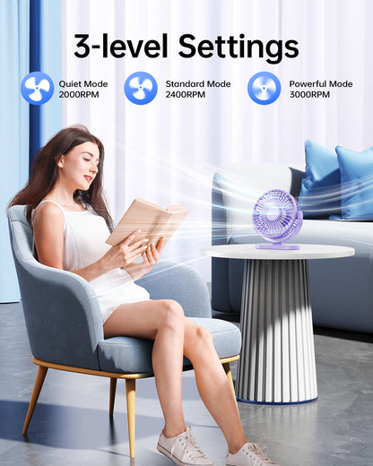 360° Rotating Desk and Hook Fan - 3-Speed Functionality