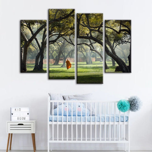 Serene Monk Journey - 4-Piece Canvas Art Set