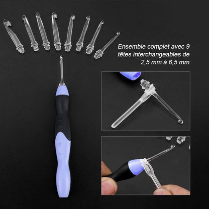 Versatile 9-in-1 Illuminated Crochet Hook Set
