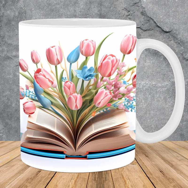 Charming Floral Book Mug for Coffee Lovers - Perfect Gift