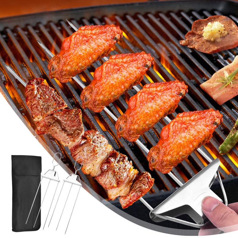 Triple Prong BBQ Skewers for Effortless Grilling