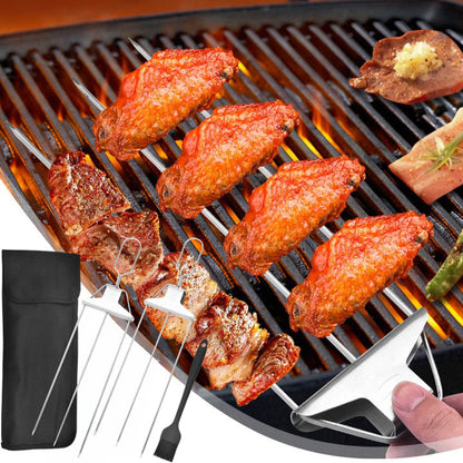 Triple Prong BBQ Skewers for Effortless Grilling