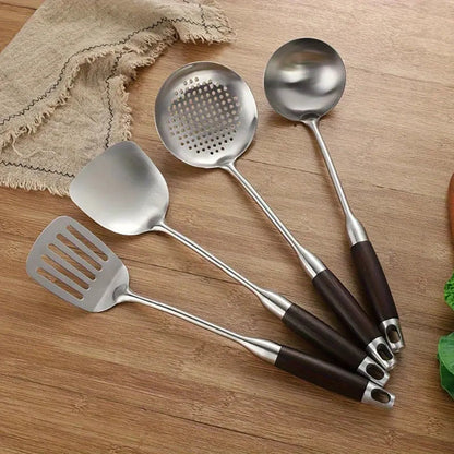 Elegant Steel and Wood Cooking Tool Set | 6-Piece Collection