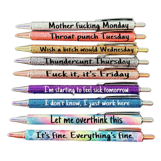 Charming 9-Piece Sparkle Ballpoint Pen Set