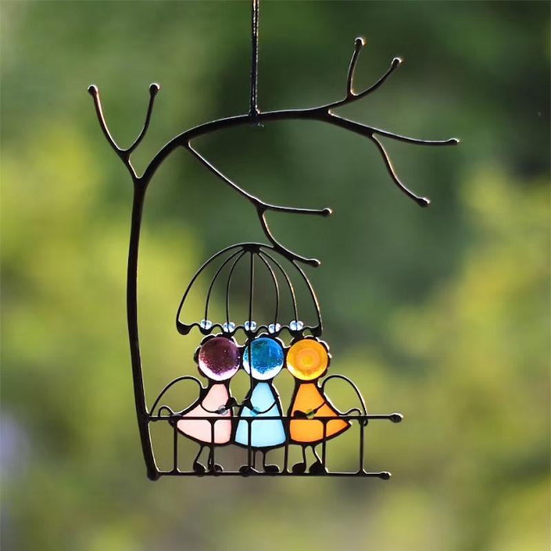 Handcrafted Glass Angel Sun Catcher – 14x10 cm Window Decor