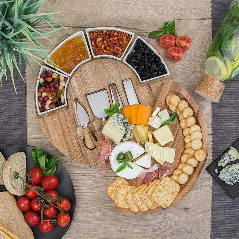 Bamboo Cheese Board Set - Stylish Wood Platter for Serving