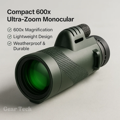 Compact Ultra-Zoom 600x Monocular – Lightweight HD Lens for Hiking, Birdwatching, Sports