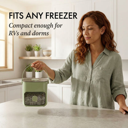 Effortless Ice Cube Maker with One-Touch Release & Storage Box | 48 Cubes (2 Trays) with Lid & Scoop | BPA-Free