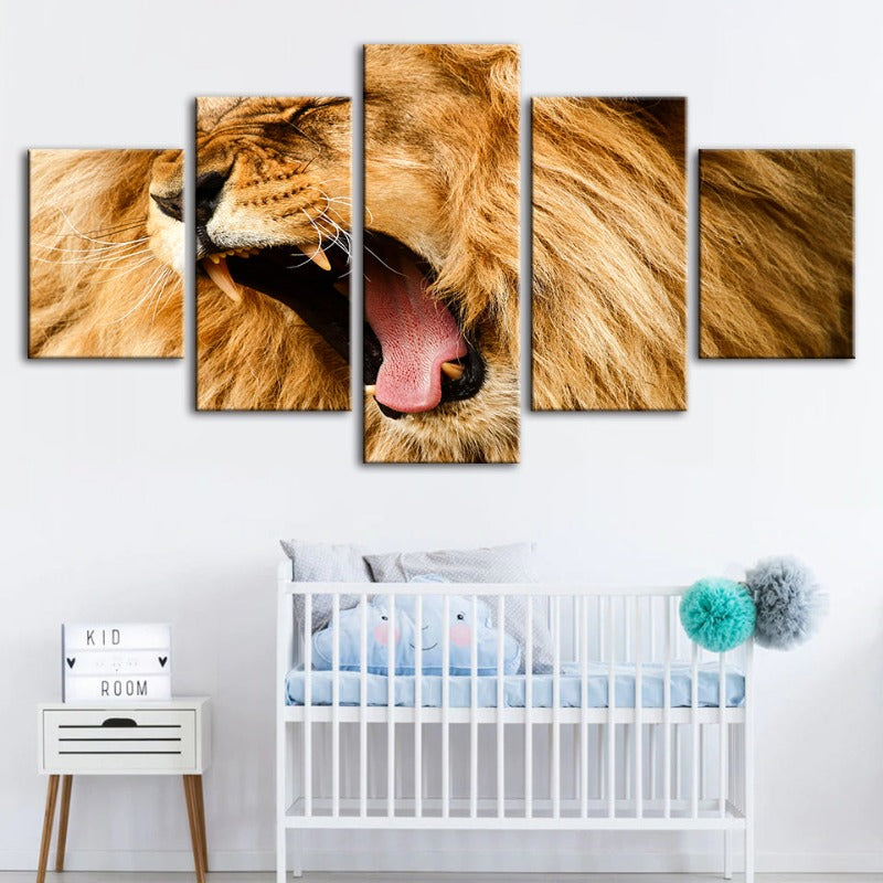 Majestic Lion's Roar - 5 Piece Canvas Art Set