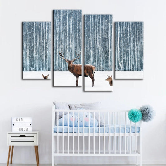 Winter Serenity: 4-Piece Canvas Art Set for Tranquil Spaces