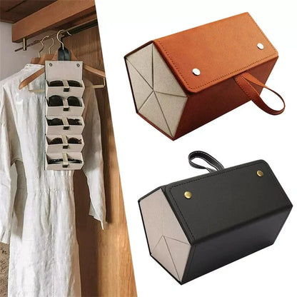 Compact 5-Slot Eyewear Organizer - Stylish Leather Case