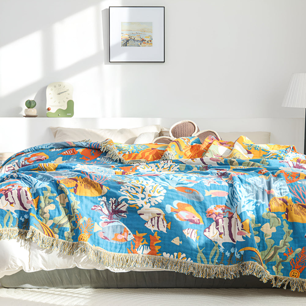 Ocean Breeze Cotton Throw for Year-Round Enjoyment