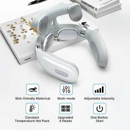Wireless Neck Massager with Heat – 6 Modes, 15 Intensities, Auto Shut-Off