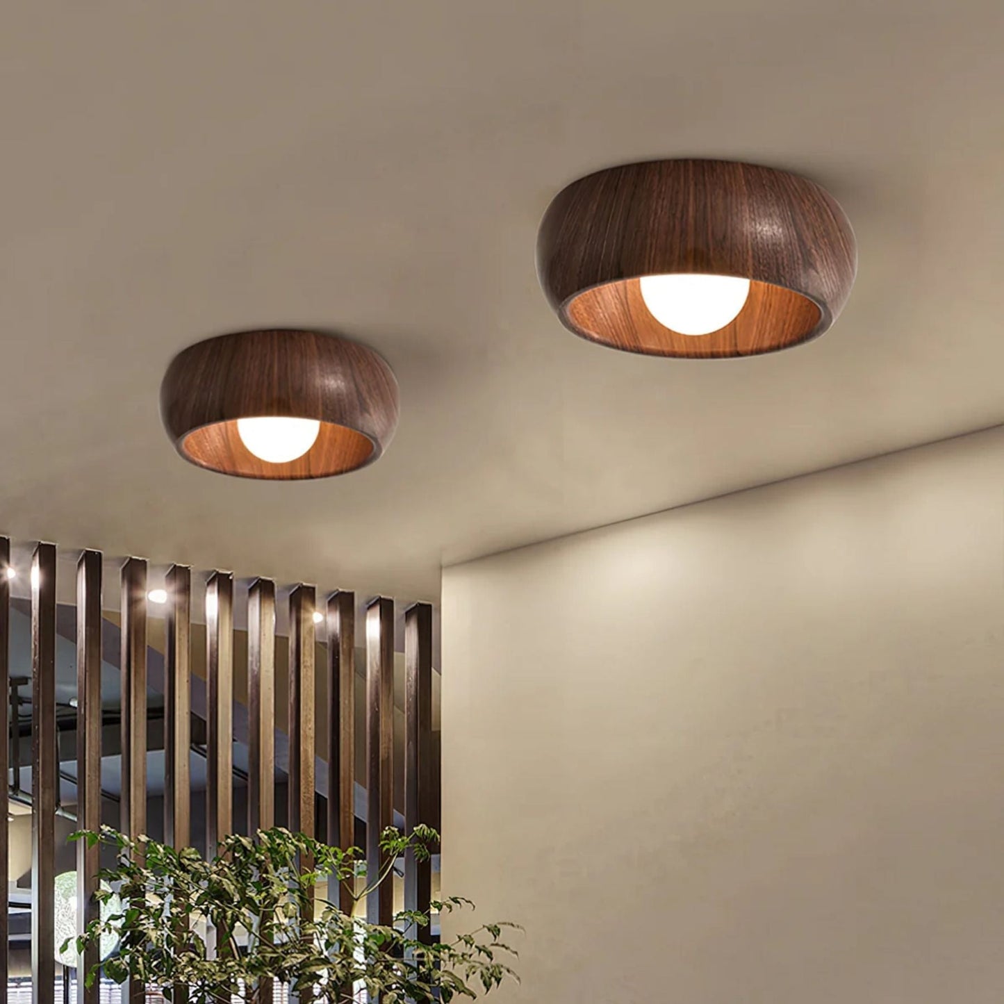 Minimalist LED Flush Mount Light with Wooden Design for Ceilings