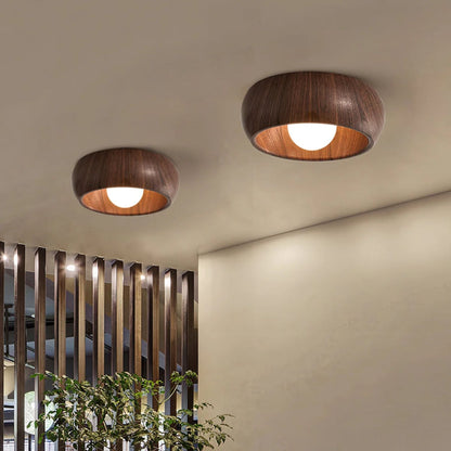 Minimalist LED Flush Mount Light with Wooden Design for Ceilings