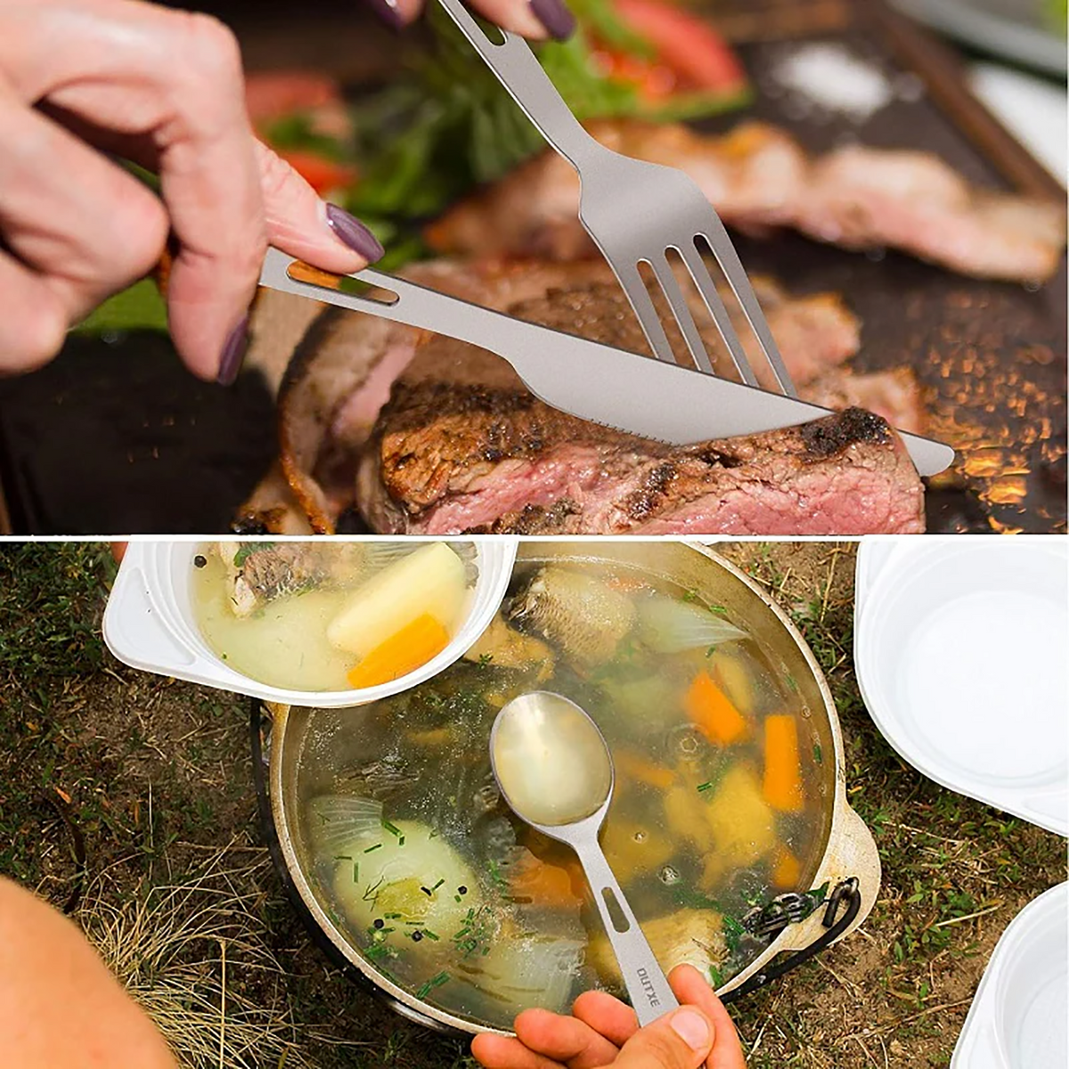 Lightweight Camping Cutlery Set - Titanium Flatware for Outdoor Use