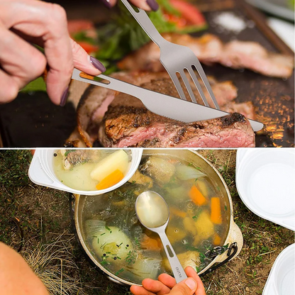 Lightweight Camping Cutlery Set - Titanium Flatware for Outdoor Use
