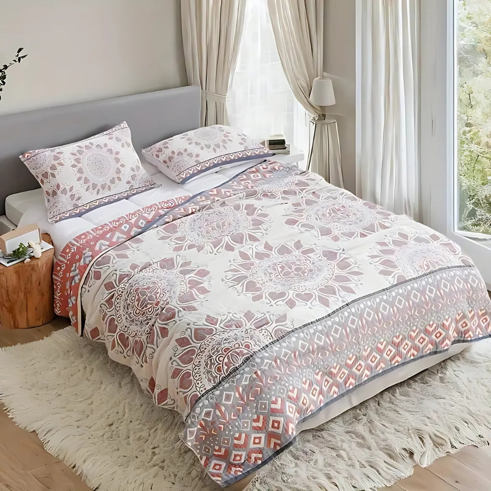 Elegant Floral Cotton Throw for Year-Round Comfort