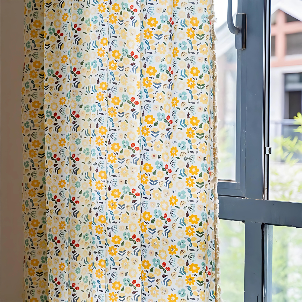 Charming Floral Tassel Curtains for Light Control