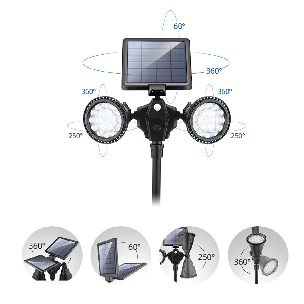 Solar Lawn Lights with LED Motion Sensor - Waterproof Dual Pack