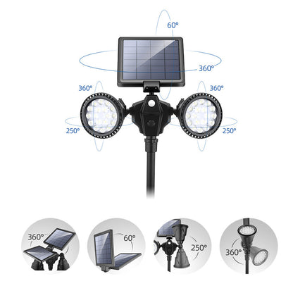 Solar Lawn Lights with LED Motion Sensor - Waterproof Dual Pack