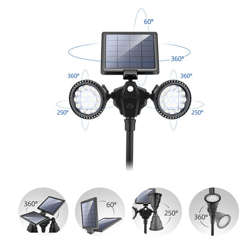 Solar Lawn Lights with LED Motion Sensor - Waterproof Dual Pack