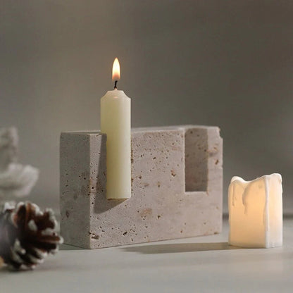 Sophisticated Twin Candle Holder in Elegant Stone Design
