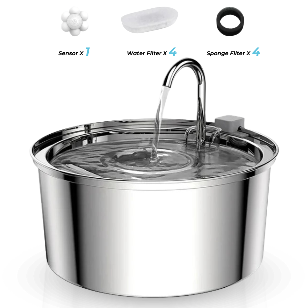 Stainless Steel Cat Water Fountain - 3L Capacity