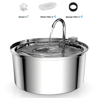 Stainless Steel Cat Water Fountain - 3L Capacity